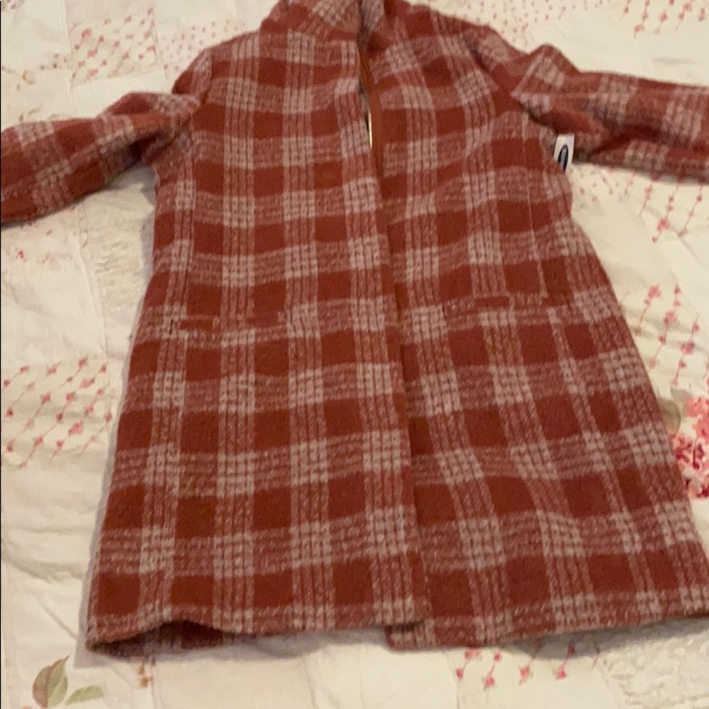 Burnt orange long pea coat